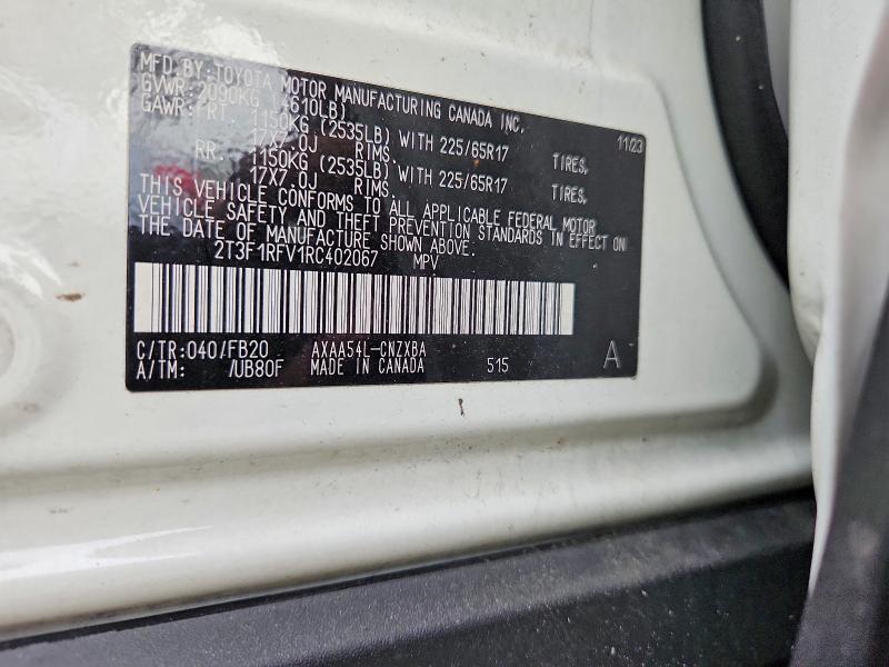 Aukcja sprzedaży 2024 Toyota Rav4, vin: 2T3F1RFV1RC402067, numer aukcji: 57644116