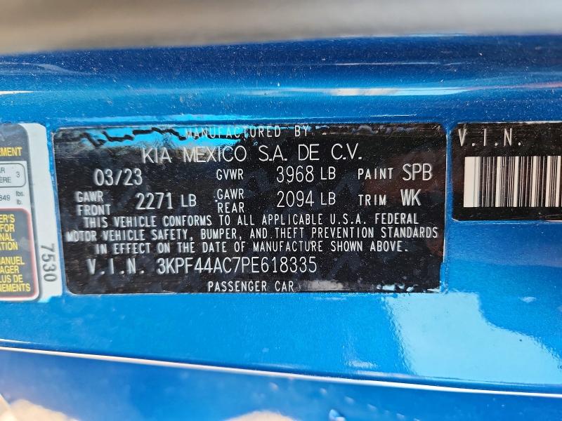 55769036 :رقم المزاد ، 3KPF44AC7PE618335 vin ، 2023 Kia Forte مزاد بيع
