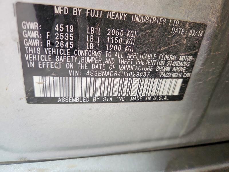58900226 :رقم المزاد ، 4S3BNAD64H3029087 vin ، 2017 Subaru Legacy مزاد بيع