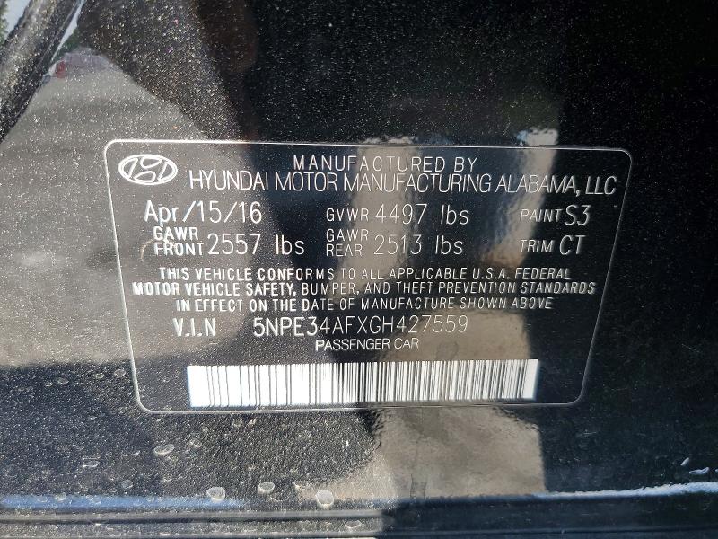 Aukcja sprzedaży 2016 Hyundai Sonata, vin: 5NPE34AFXGH427559, numer aukcji: 54850286