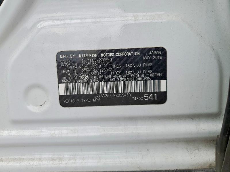 Продаж на аукціоні авто 2019 Mitsubishi Outlander, vin: JA4AD3A32KZ055450, номер лоту: 56479866