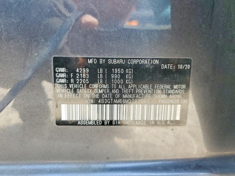 Aukcja sprzedaży 2021 Subaru Impreza, vin: 4S3GTAM66M3701561, numer aukcji: 55668166