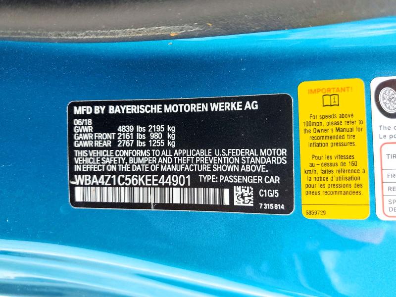 Продажа на аукционе авто 2019 Bmw 430i, vin: WBA4Z1C56KEE44901, номер лота: 57963036