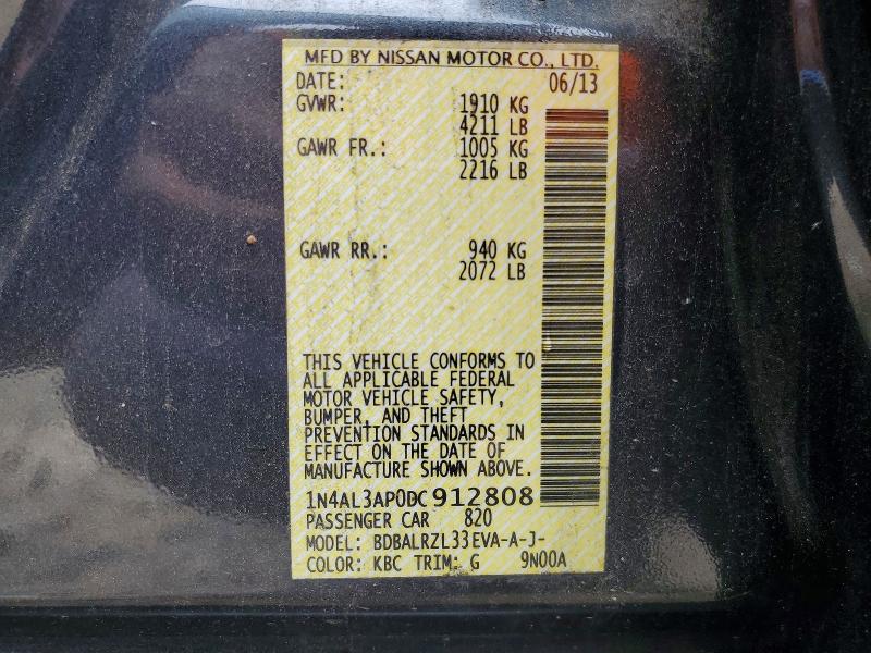 Aukcja sprzedaży 2013 Nissan Altima, vin: 1N4AL3AP0DC912808, numer aukcji: 58010756