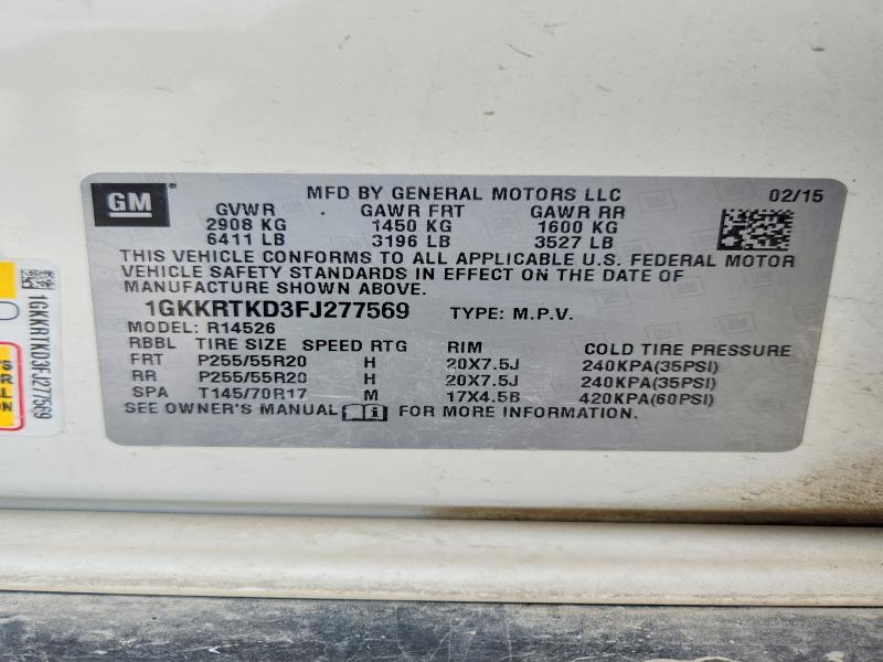 Aukcja sprzedaży 2015 Gmc Acadia, vin: 1GKKRTKD3FJ277569, numer aukcji: 56259306