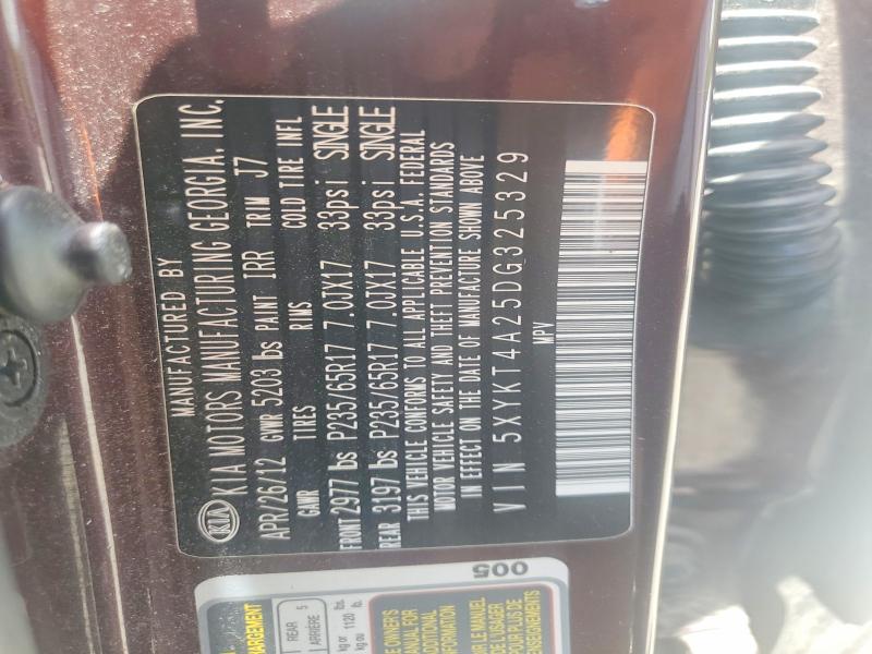 57713486 :رقم المزاد ، 5XYKT4A25DG325329 vin ، 2013 Kia Sorento مزاد بيع