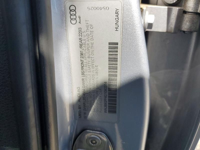 58777556 :رقم المزاد ، WAUB8GFF4G1080314 vin ، 2016 Audi A3 مزاد بيع