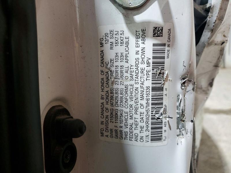 2021 Honda Cr-v მანქანა იყიდება აუქციონზე, vin: 2HKRW2H57MH616336, აუქციონის ნომერი: 55878656