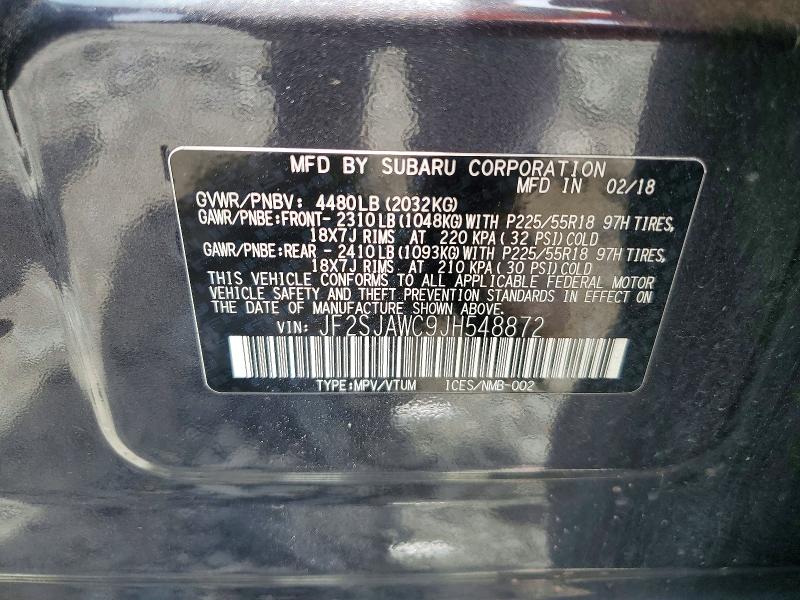 Aukcja sprzedaży 2018 Subaru Forester, vin: JF2SJAWC9JH548872, numer aukcji: 57994966