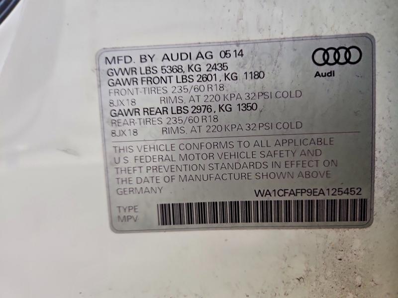 Продажа на аукционе авто 2014 Audi Q5, vin: WA1CFAFP9EA125452, номер лота: 57121256