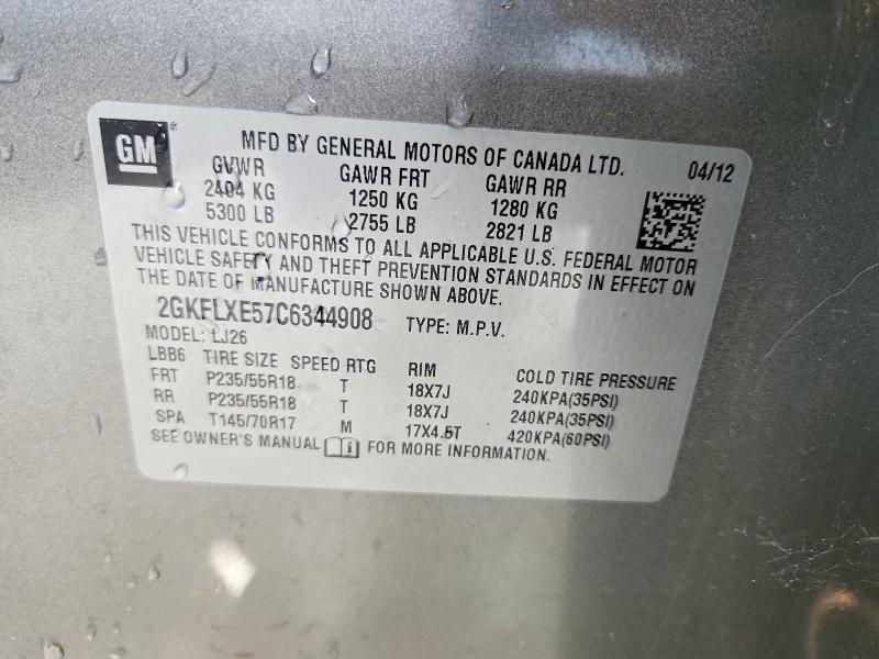 Продаж на аукціоні авто 2012 Gmc Terrain, vin: 2GKFLXE57C6344908, номер лоту: 56093886