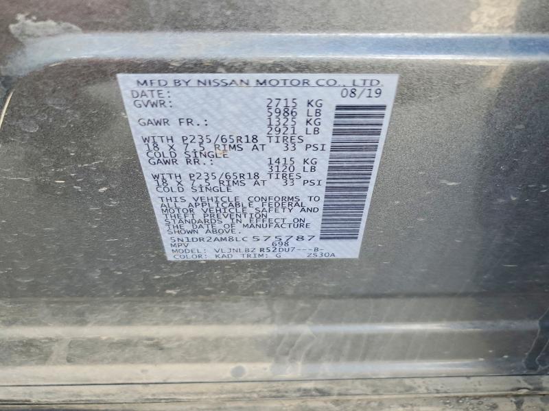 Aukcja sprzedaży 2020 Nissan Pathfinder, vin: 5N1DR2AM8LC575787, numer aukcji: 59008946