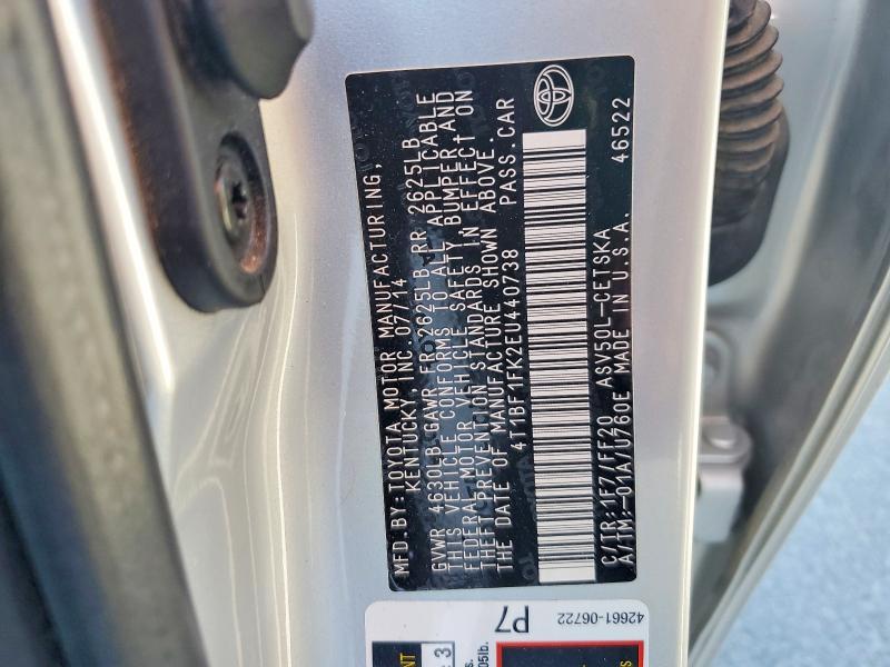 56841666 :رقم المزاد ، 4T1BF1FK2EU440738 vin ، 2014 Toyota Camry مزاد بيع