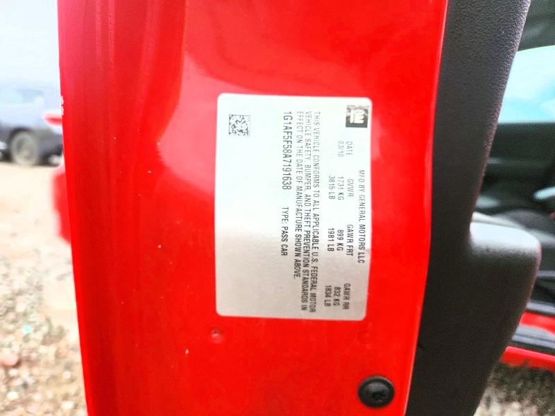 2010 Chevrolet Cobalt მანქანა იყიდება აუქციონზე, vin: 1G1AF5F58A7191638, აუქციონის ნომერი: 58315806