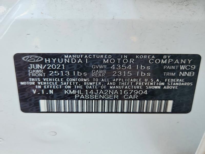 Продажа на аукционе авто 2022 Hyundai Sonata, vin: KMHL14JA2NA167904, номер лота: 56679836