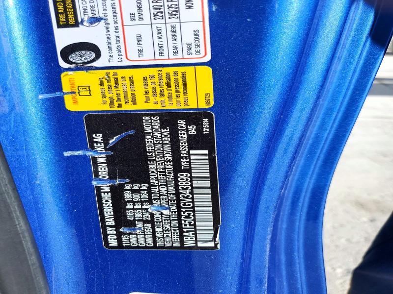 Aukcja sprzedaży 2016 Bmw 228, vin: WBA1F5C51GV343899, numer aukcji: 56807716
