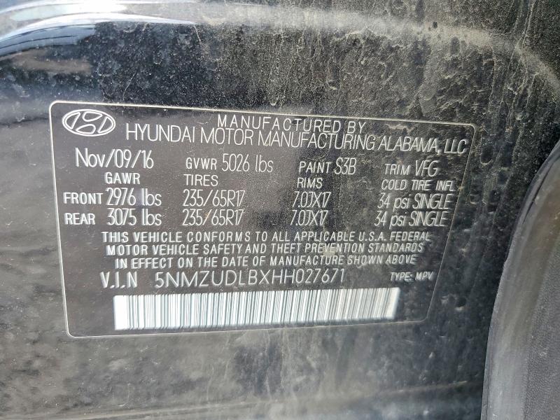 Aukcja sprzedaży 2017 Hyundai Santa Fe Sport, vin: 5NMZUDLBXHH027671, numer aukcji: 55502396