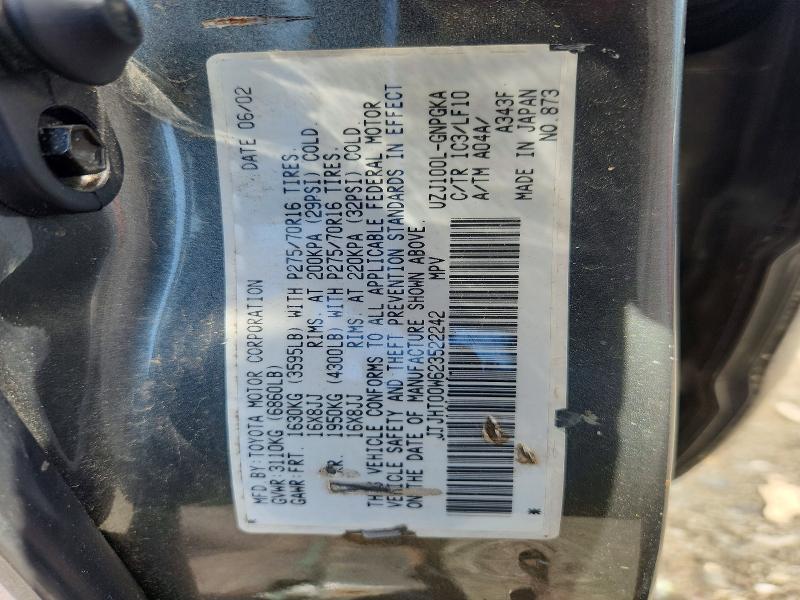 Aukcja sprzedaży 2002 Lexus Lx, vin: JTJHT00W623522242, numer aukcji: 57008646