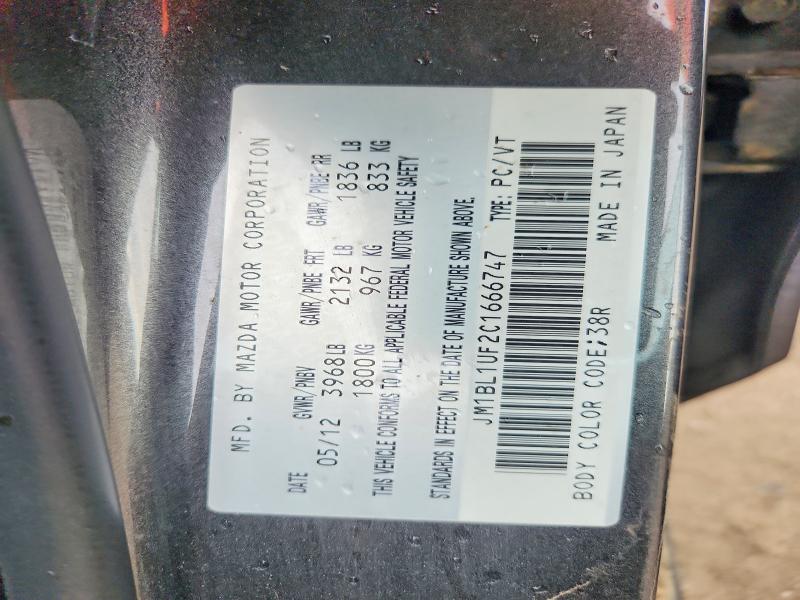 Aukcja sprzedaży 2012 Mazda 3, vin: JM1BL1UF2C1666747, numer aukcji: 57124516
