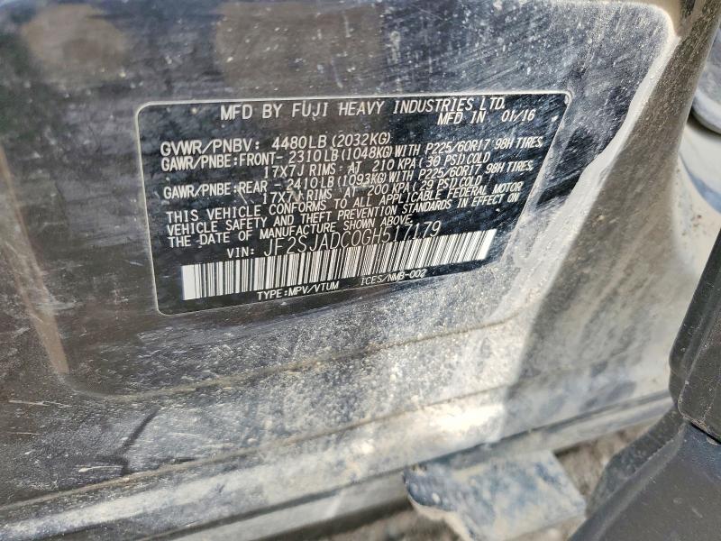 Продаж на аукціоні авто 2016 Subaru Forester, vin: JF2SJADC0GH517179, номер лоту: 57944716