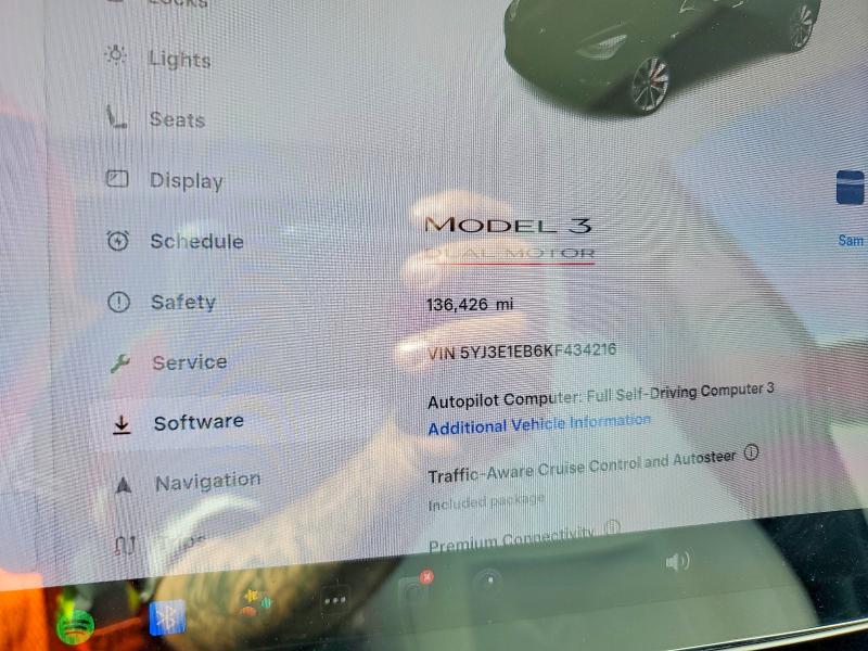 58895376 :رقم المزاد ، 5YJ3E1EB6KF434216 vin ، 2019 Tesla Model 3 مزاد بيع