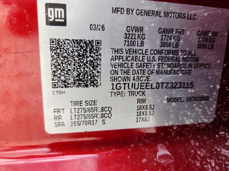 Продаж на аукціоні авто 2026 Gmc Sierra, vin: 1GTUUEEL0TZ323115, номер лоту: 58300326
