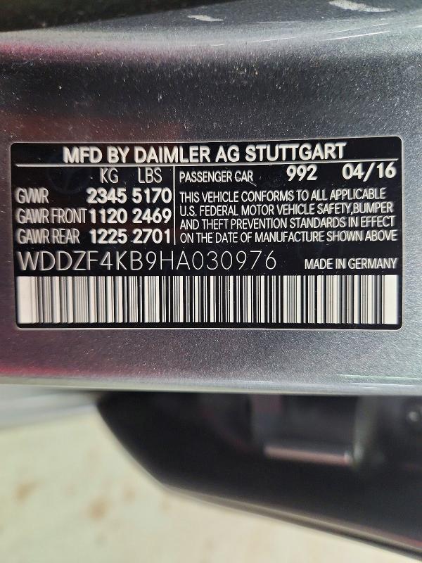 56952696 :رقم المزاد ، WDDZF4KB9HA030976 vin ، 2017 Mercedes-benz E مزاد بيع