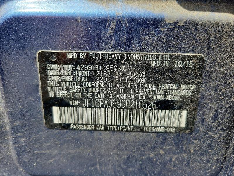 Aukcja sprzedaży 2016 Subaru Impreza, vin: JF1GPAU69GH216526, numer aukcji: 53713366