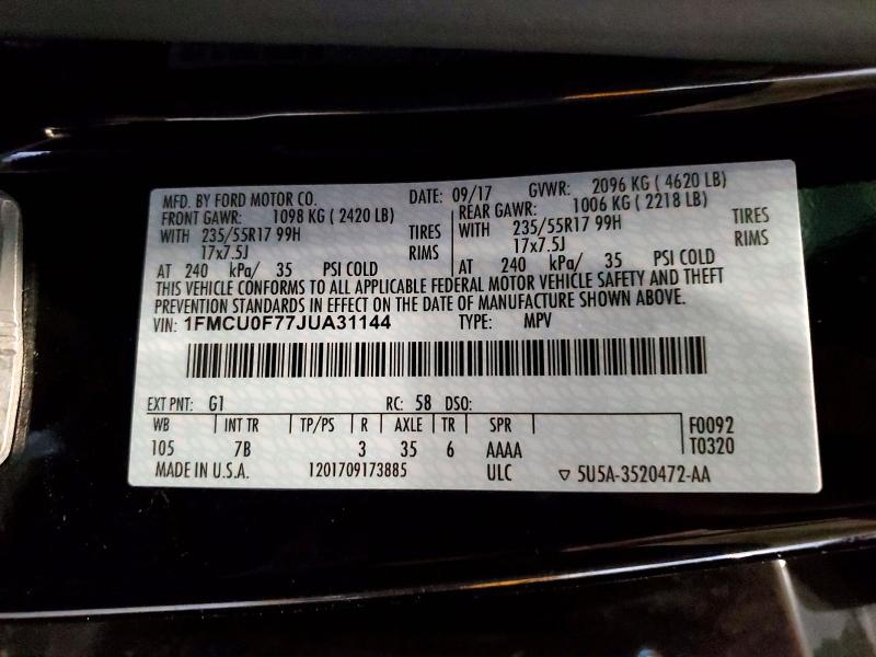 Aukcja sprzedaży 2018 Ford Escape, vin: 1FMCU0F77JUA31144, numer aukcji: 55453366