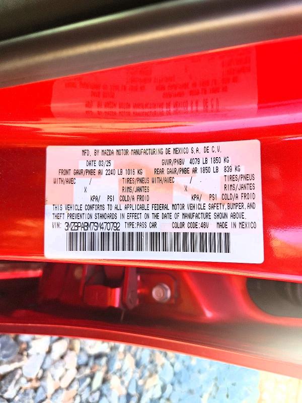56831256 :رقم المزاد ، 3MZBPABM7SM470792 vin ، 2025 Mazda 3 مزاد بيع