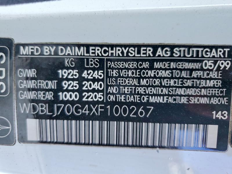 Продажа на аукционе авто 1999 Mercedes-benz Clk, vin: WDBLJ70G4XF100267, номер лота: 58007396