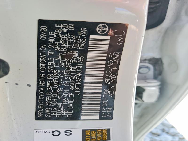 56458746 :رقم المزاد ، JTDEPMAE9MJ141765 vin ، 2021 Toyota Corolla مزاد بيع