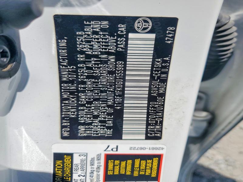 55633476 :رقم المزاد ، 4T1BF1FK0GU155989 vin ، 2016 Toyota Camry مزاد بيع