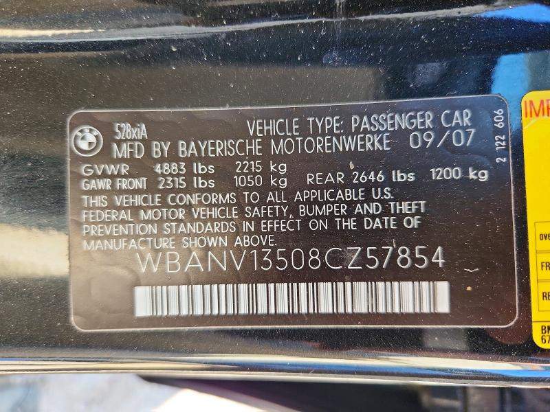 Продажа на аукционе авто 2008 Bmw 528, vin: WBANV13508CZ57854, номер лота: 56793376