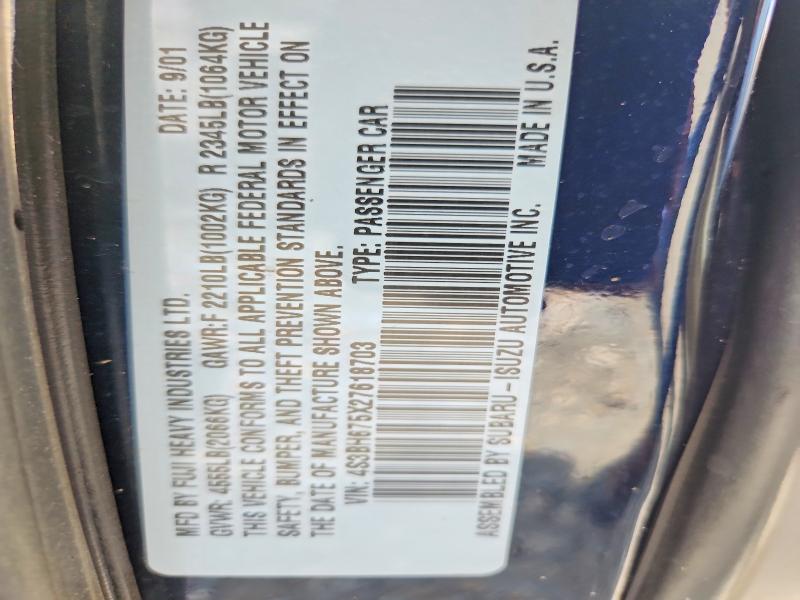 Aukcja sprzedaży 2002 Subaru Legacy, vin: 4S3BH675X27618703, numer aukcji: 58434796