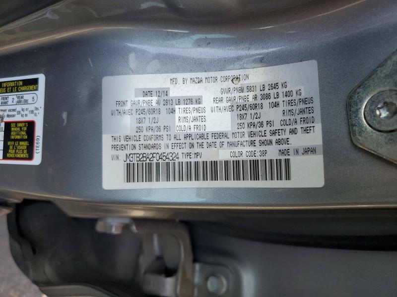 Продажа на аукционе авто 2015 Mazda Cx-9, vin: JM3TB2BA2F0454324, номер лота: 55887136