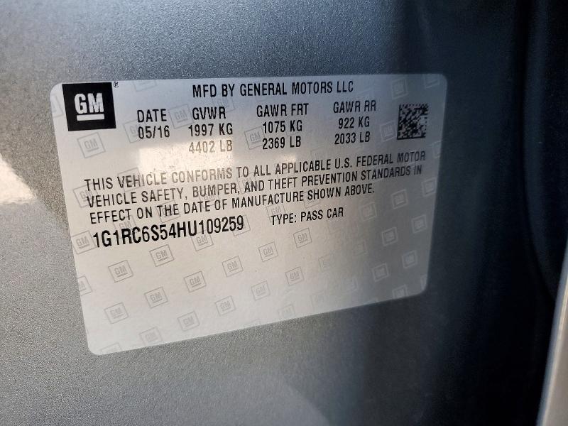 2017 Chevrolet Volt მანქანა იყიდება აუქციონზე, vin: 1G1RC6S54HU109259, აუქციონის ნომერი: 57513406