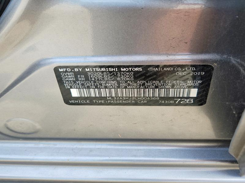 58818786 :رقم المزاد ، ML32A3HJ2LH004368 vin ، 2020 Mitsubishi Mirage مزاد بيع