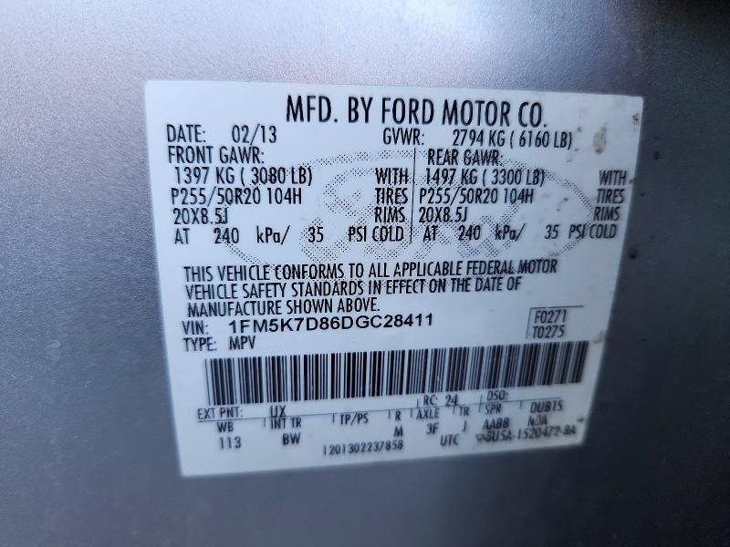56645656 :رقم المزاد ، 1FM5K7D86DGC28411 vin ، 2013 Ford Explorer مزاد بيع