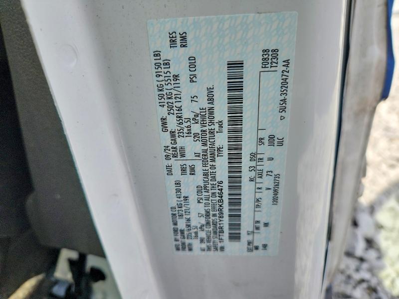 2024 Ford Transit მანქანა იყიდება აუქციონზე, vin: 1FTBR1Y89RKB46476, აუქციონის ნომერი: 54095406