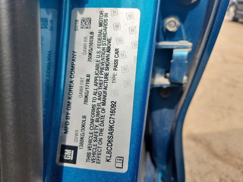 57644566 :رقم المزاد ، KL8CD6SA9KC716092 vin ، 2019 Chevrolet Spark مزاد بيع