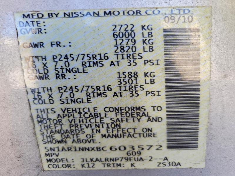 Продаж на аукціоні авто 2011 Nissan Pathfinder, vin: 5N1AR1NNXBC603572, номер лоту: 58422516