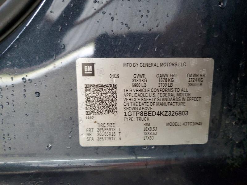 Aukcja sprzedaży 2019 Gmc Sierra, vin: 1GTP8BED4KZ326803, numer aukcji: 57314386