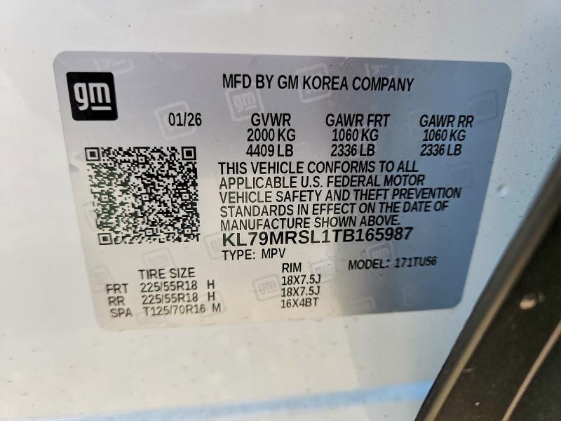 56830646 :رقم المزاد ، KL79MRSL1TB165987 vin ، 2026 Chevrolet Trailblazer مزاد بيع