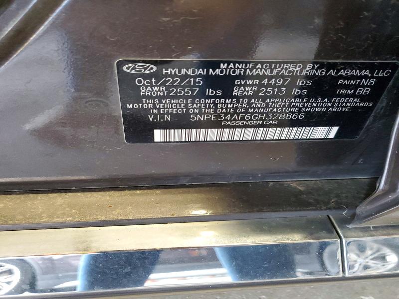 Aukcja sprzedaży 2016 Hyundai Sonata, vin: 5NPE34AF6GH328866, numer aukcji: 58593556