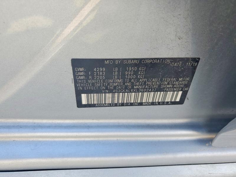 Aukcja sprzedaży 2020 Subaru Impreza, vin: 4S3GKAL6XL3602437, numer aukcji: 56045246