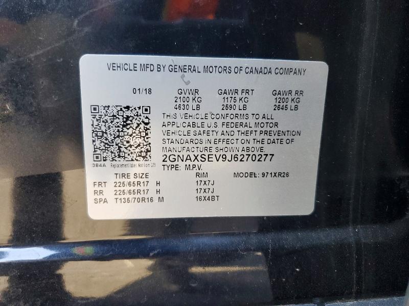 Auction sale of the 2018 Chevrolet Equinox, vin: 2GNAXSEV9J6270277, lot number: 56052606