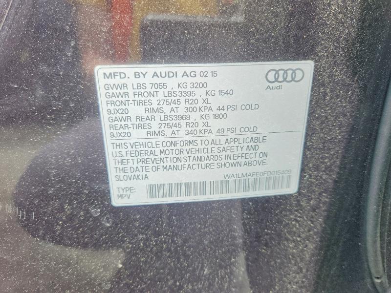 Aukcja sprzedaży 2015 Audi Q7, vin: WA1LMAFE0FD015409, numer aukcji: 53240626