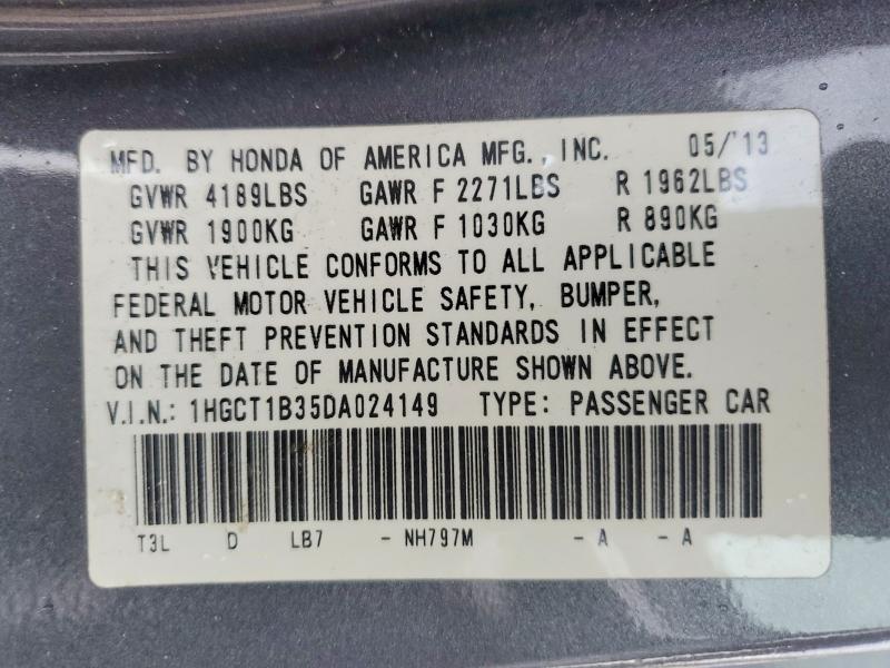 Aukcja sprzedaży 2013 Honda Accord, vin: 1HGCT1B35DA024149, numer aukcji: 55973626
