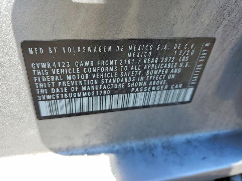 Aukcja sprzedaży 2021 Volkswagen Jetta, vin: 3VWC57BU0MM031790, numer aukcji: 56069656